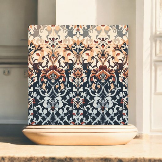 Blauwe horizon bloemen tegeltje