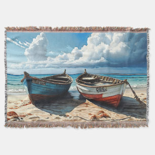 "Blauwe horizon". Een kleurrijk ontspannend bootze Deken
