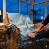 Blauwe Horizon Solitaire Zeilboot Deken