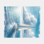 Blauwe Horizon Solitaire Zeilboot Fleece Deken (Voorkant (Horizontaal))