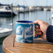 Blauwe Horizon Solitaire Zeilboot Mok