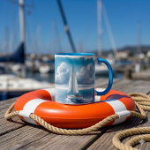 Blauwe Horizon Solitaire Zeilboot Mok