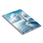 Blauwe Horizon Solitaire Zeilboot Notitieboek (Rechterzijde)