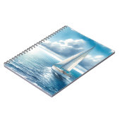 Blauwe Horizon Solitaire Zeilboot Notitieboek (Linkerzijde)