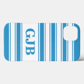 Blauwe horizontale streep met monogram Case-Mate iPhone case (Achterkant (horizontaal))