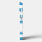 Blauwe horizontale streep met monogram Case-Mate iPhone case (Achterkant / Links)