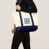 Blauwe horizontale streep zak tote bag (Voorkant (product))