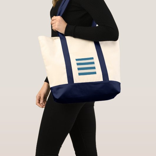 Blauwe horizontale streep zak tote bag (Voorkant (product))
