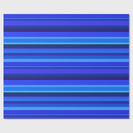 Blauwe horizontale strepen cadeaupapier (Vlak)