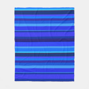 Blauwe horizontale strepen fleece deken
