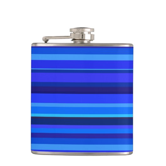 Blauwe horizontale strepen heupfles (Voorkant)