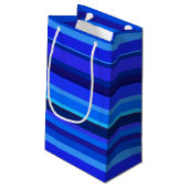 Blauwe horizontale strepen klein cadeauzakje (Achterkant Gekanteld)