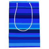 Blauwe horizontale strepen medium cadeauzakje (Voorkant)
