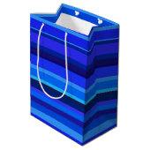 Blauwe horizontale strepen medium cadeauzakje (Achterkant Gekanteld)