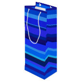 Blauwe horizontale strepen wijn cadeautas (Achterkant Gekanteld)