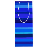 Blauwe horizontale strepen wijn cadeautas (Achterkant)