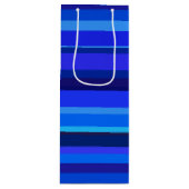Blauwe horizontale strepen wijn cadeautas (Voorkant)
