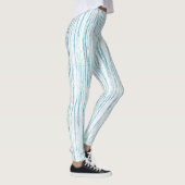 Blauwe horizontale Waterverf Streaks Leggings (Rechts)