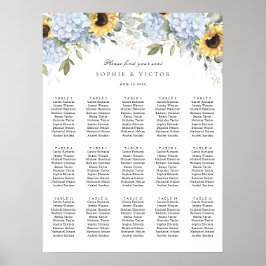 Blauwe Hortensia 15 Tafel Trouw Stoelenplattegrond Poster