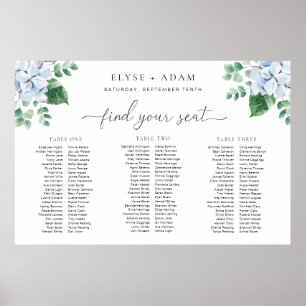 Blauwe Hortensia 3 Banket Tafel Plan Schuim Bord Poster