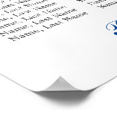 Blauwe Hortensia 8 Tafels Trouw ZITPLAATJE Poster (Hoek)