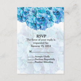 Blauwe hortensia aangepaste bruiloft RSVP hortensi Kaartje