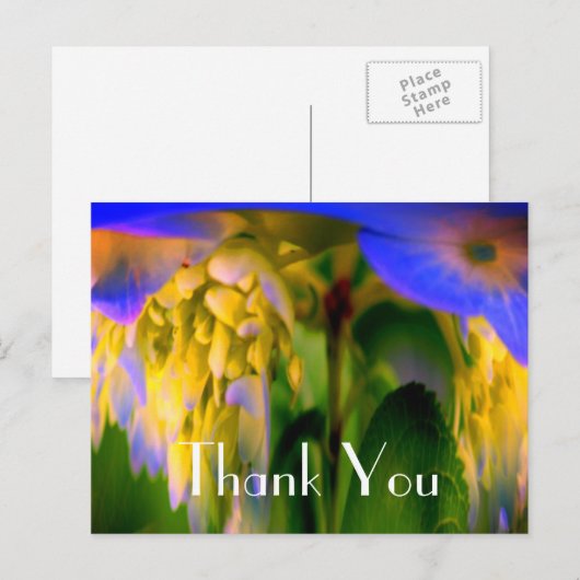 Blauwe Hortensia Abstracte Bloemen Bedankkaart Briefkaart (Voorkant / Achterkant)