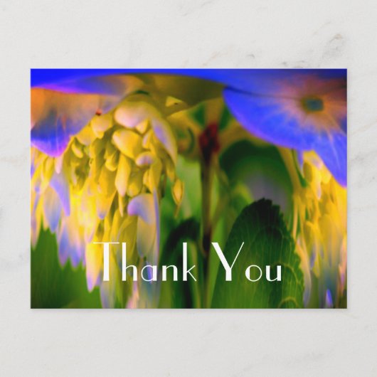 Blauwe Hortensia Abstracte Bloemige Bedankkaart Briefkaart (Voorkant)