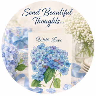 Blauwe Hortensia Aquarel Bloem Kaart