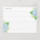 Blauwe Hortensia Aquarel Bloem Receptkaarten Informatiekaartje (Achterkant)
