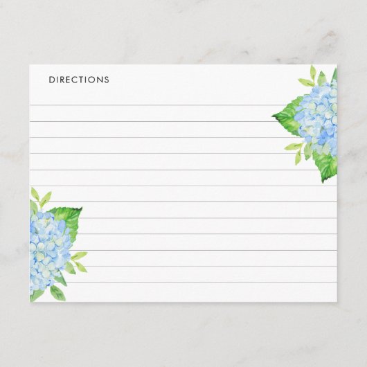 Blauwe Hortensia Aquarel Bloem Receptkaarten Informatiekaartje (Achterkant)