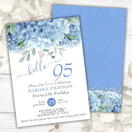 Blauwe Hortensia Aquarel Bloemen 95e Verjaardag Kaart