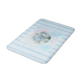 Blauwe Hortensia Aquarel Gestreepte Badmat (Gekanteld)