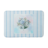 Blauwe Hortensia Aquarel Gestreepte Badmat (Voorkant)