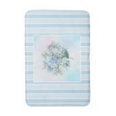 Blauwe Hortensia Aquarel Gestreepte Badmat (Voorkant Verticaal)