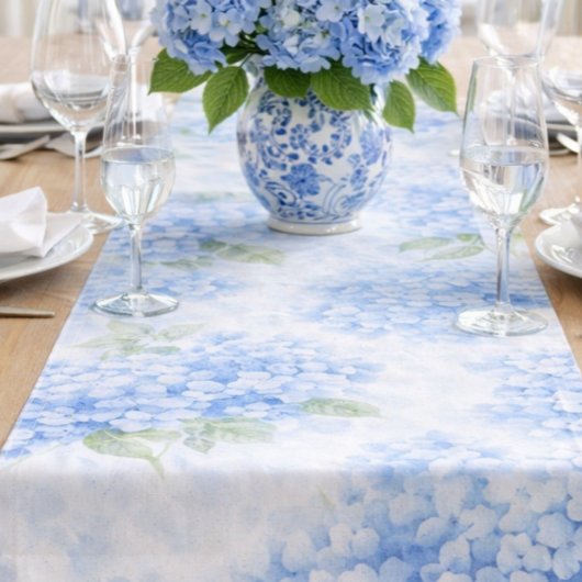 Blauwe Hortensia Aquarel Kust Tafelloper