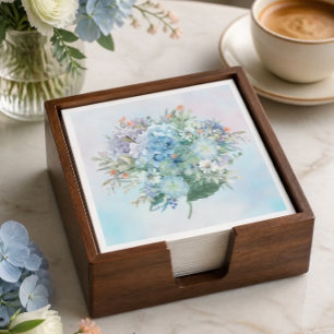 Blauwe Hortensia Aquarel Papieren Servet