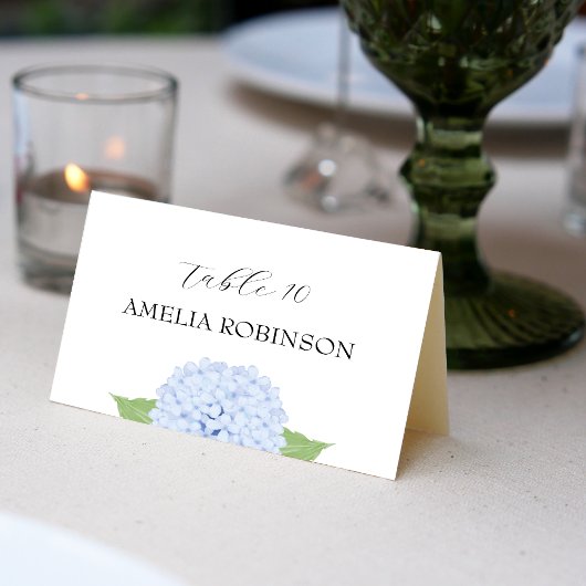 Blauwe Hortensia Aquarel Vouwbare Plaatskaart Kaart