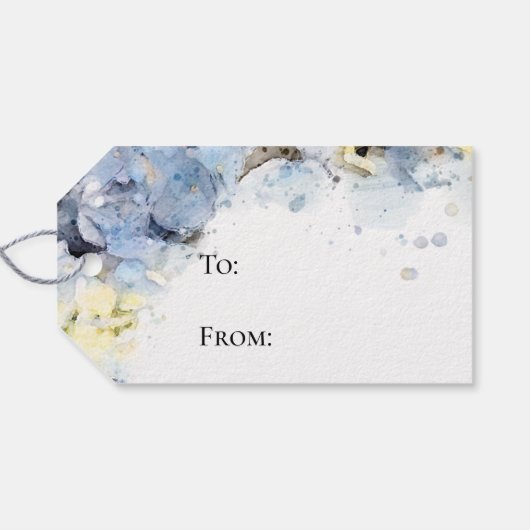 Blauwe Hortensia Aquarel Weergave Bruids Shower  Cadeaulabel (Achterkant Horizontaal)
