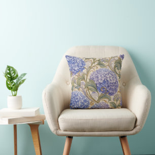 Blauwe Hortensia Art Nouveau Sierkussen