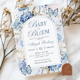 Blauwe Hortensia Baby in Bloom Baby Shower Kaart
