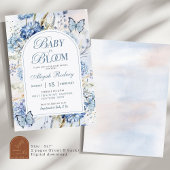 Blauwe Hortensia Baby in Bloom Baby Shower Kaart