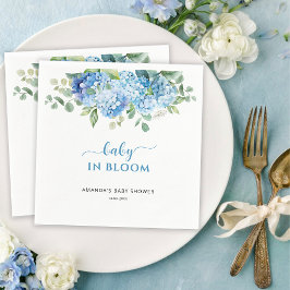 Blauwe Hortensia Baby in Bloom Baby Shower Servet