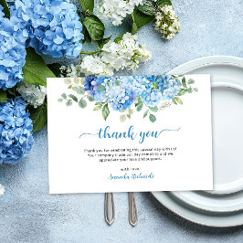 Blauwe Hortensia Baby Shower Bedankkaart