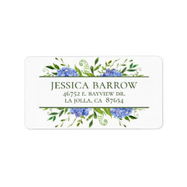 Blauwe Hortensia Baby Shower Retouradres Etiket