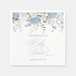 Blauwe Hortensia Baby Shower Servetten
