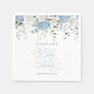 Blauwe Hortensia Baby Shower Servetten