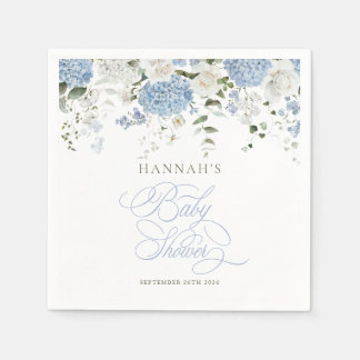 Blauwe Hortensia Baby Shower Servetten