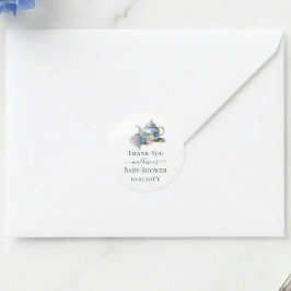 Blauwe Hortensia Baby Shower Theepartij Bedankt Ronde Sticker
