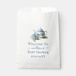 Blauwe Hortensia Baby Shower Theepartij Bedankzakje